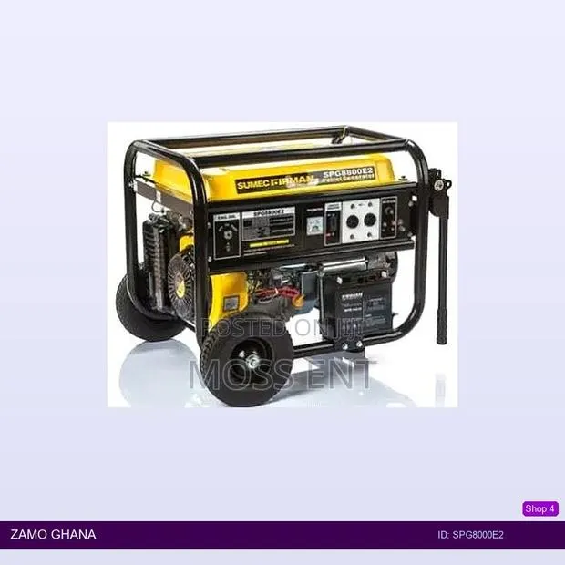 Generator Gasoline 5.5 - 6.0kw Yellow With Tyre and Batter - Spg8000e2 · Photo 1