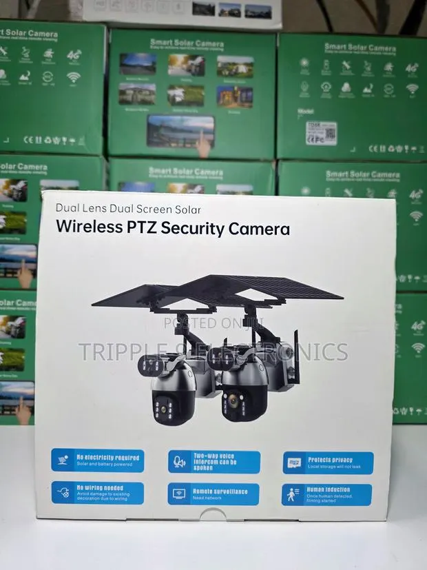 Dual Lens Dual Screen Double Solar 4g CCTV Camera · Photo 1
