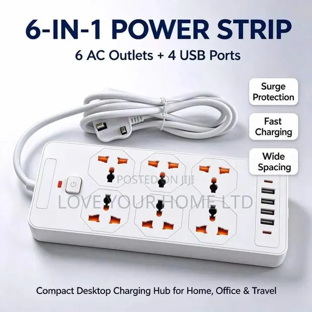Compact Extension Board With 6 Universal Sockets&4 HighSpeed USB Ports · Photo 1