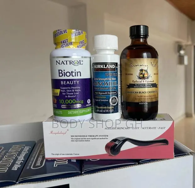 Natrol Biotin +Kirkland Minoxidil +Jbco +Derma Roller Combo · Photo 1
