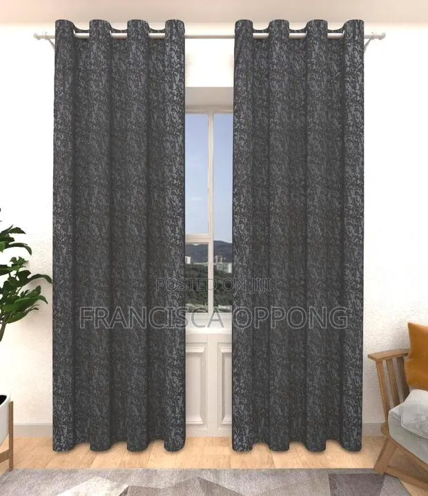 Premium 2 in 1 Dark Grey Curtains (Available in Diff Colors · Photo 1