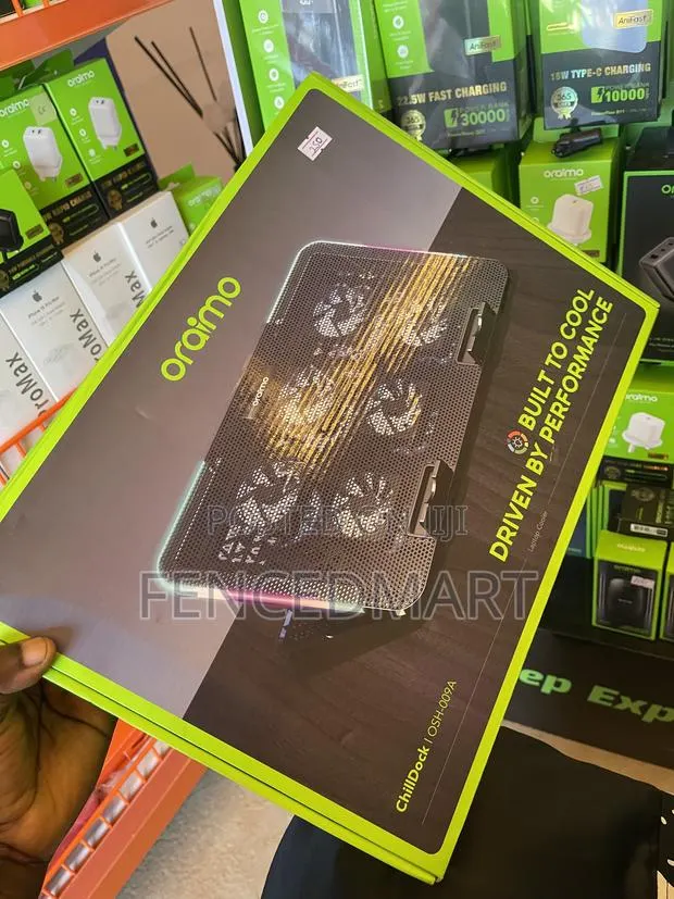 Oraimo ChillDock Dual USB Ports Laptop Cooler – 6 Fans, RGB · Photo 1