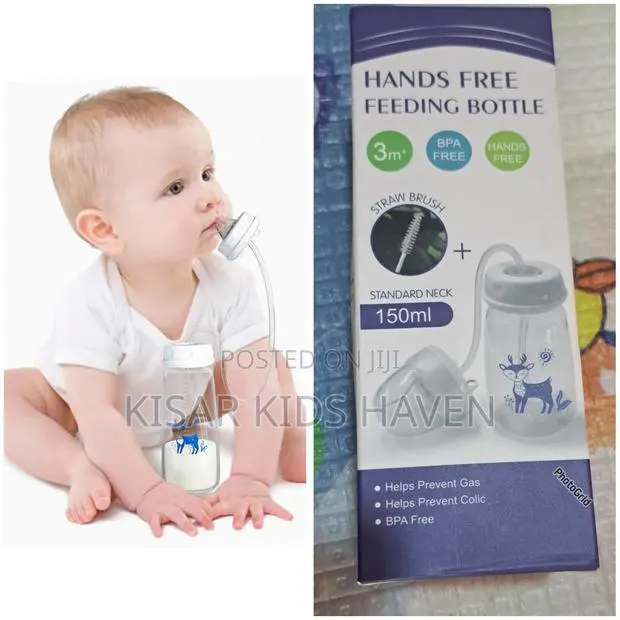 Hand Free Feeding Bottle With Straw Brush 150ml · Photo 1