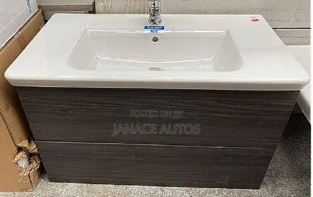 Tavistock Cadence 800 Wall Unit in Tundra Wood + Roca Basin + Tap · Photo 1