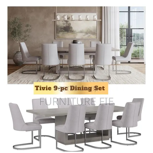 Tivie 9 Pc Dining Set (Rectangular Table + 8 Dining Chairs) · Photo 1