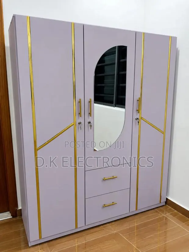 New 3 Doors White and Gold Wardrobe for Sale