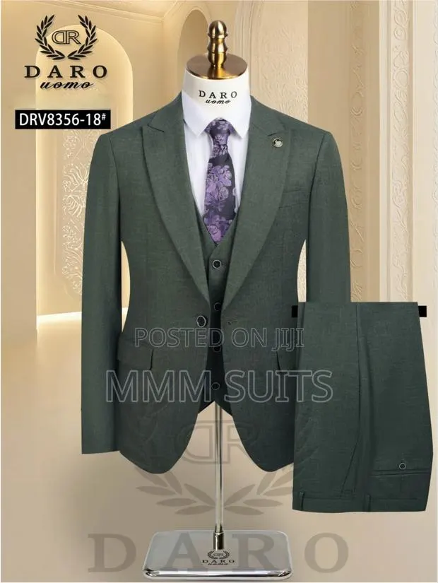 Classic and Elegant 3-Piece Daro Men's Suit in Teal Green In · Photo 1