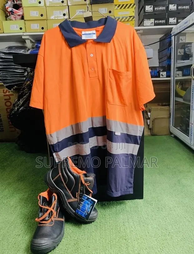 Shousan Hi-Vis Reflective Lacoste Shirt - Orange & Navy Two-Tone · Photo 1