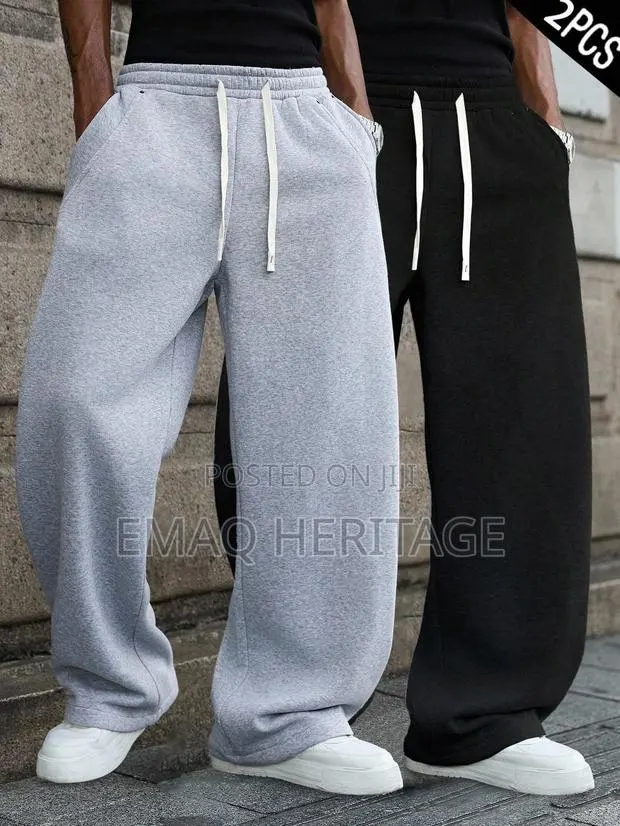 2 in 1 Unisex Baggy Sweatpants Leg Streetwear Joggers Grey & Black · Photo 1
