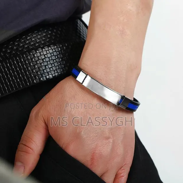 Black Weave Pu Leather Bangle Bracelet Charm Jewelry for Men · Photo 1