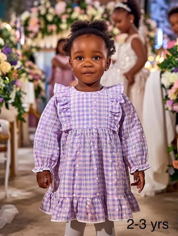 Lavender Check Ruffle Party Dress · Photo 1