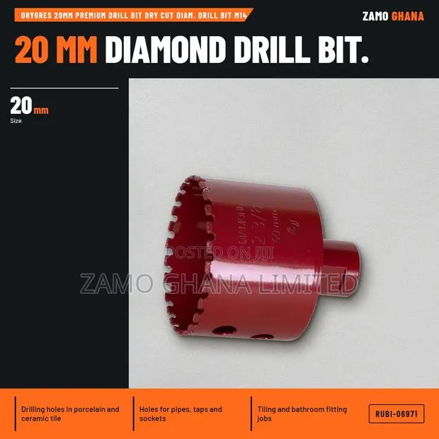 Drygres 20Mm Premium Drill Bit Dry Cut Diam. Drill Bit M1 - RUBI-06971 · Photo 1