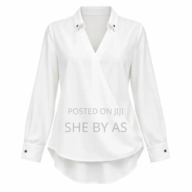 Elegant Women's Wrap Blouse – White | Office Wear · Photo 1