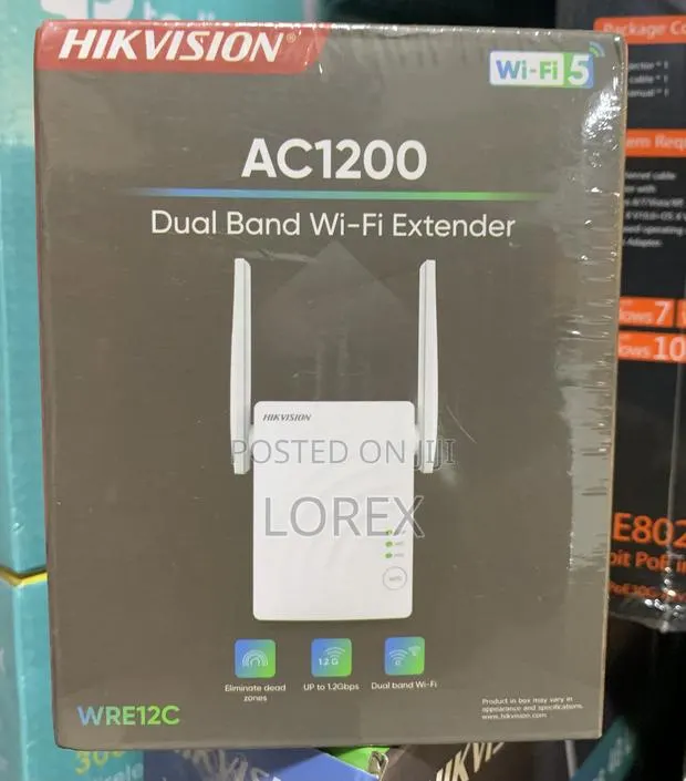 Hikvision Wifi Range Extender Ac1200 Dual Band Wifi7 Port Ds-3wre12c · Photo 1