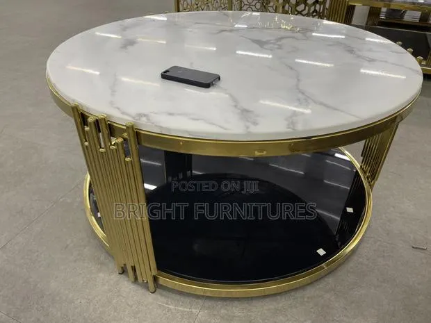 Stainless Steel Base Marble Living Room Coffee/Center Table · Photo 1