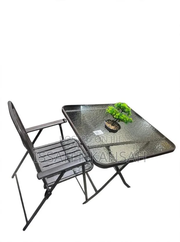 Glass Folding Table and Folding Chair · Photo 1