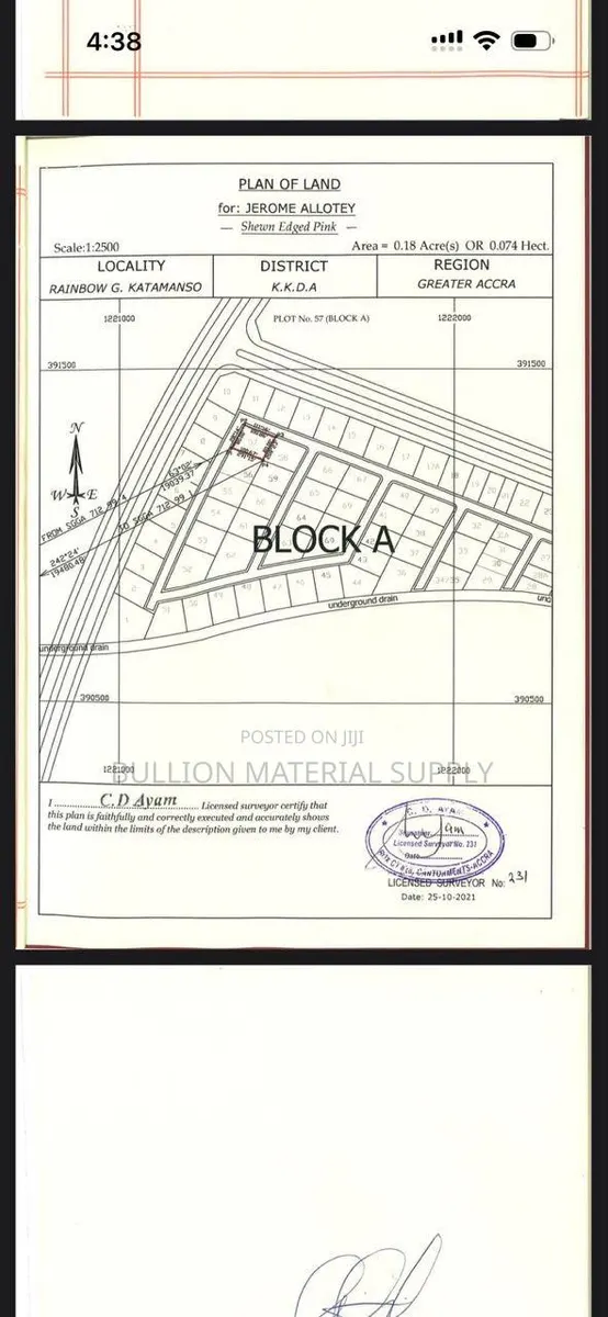 Fully Fenced 1 Plot of Land for Sale, 100ft X 80ft at Kantamanso. · Photo 1