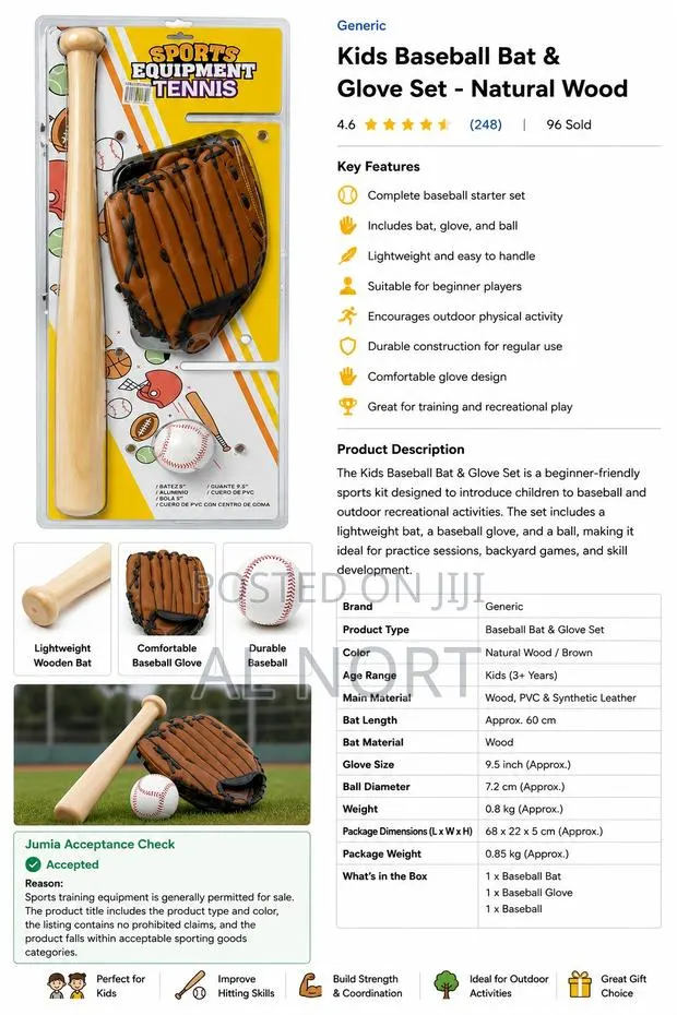 Kids Baseball Bat Glove Set · Photo 1