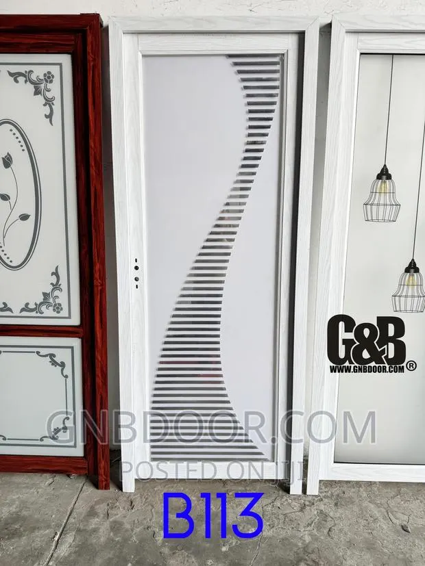 B113 Glass Door Bathroom Door Safety Glass Aluminum Frame
