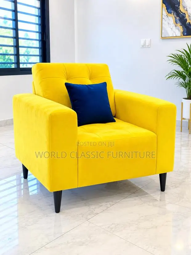 Luxury Yellow Velvet Accent Chair for Sale · Photo 2