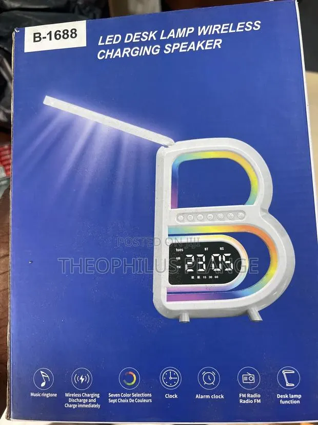 B Shaped Wireless Charger, Bedside Lamp, Timer , Speaker Etc. · Photo 1