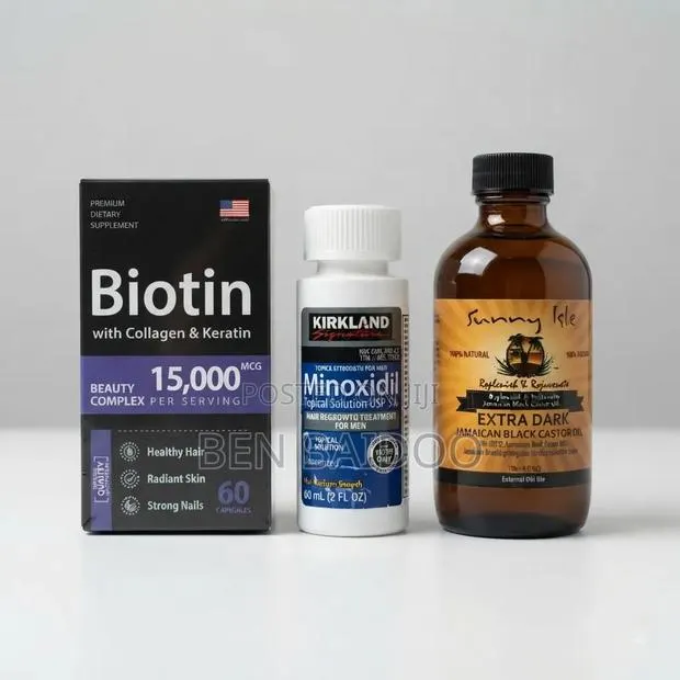 Hair Regrowth Combo (Kirkland Minoxidil, Jamaican Castor Oil Biotin · Photo 1