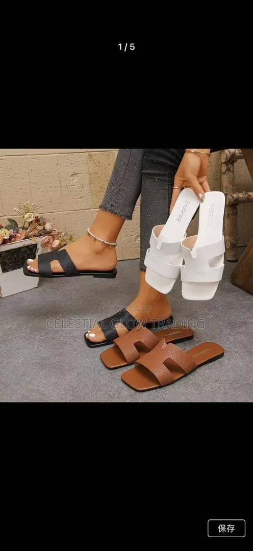 Women's H-Style Flat Slide Sandals Casual Slippers for Ladies | · Photo 1