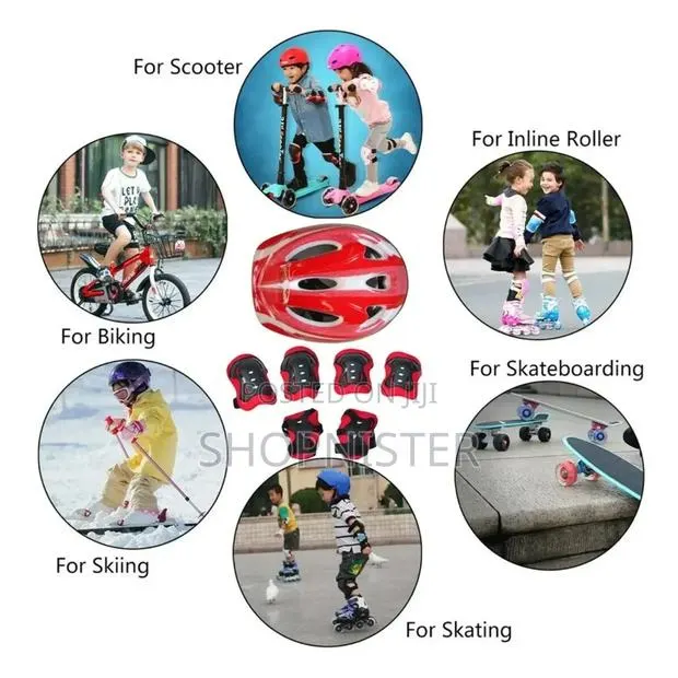 7pcs Kids Boys Safety Helmet Knee Elbow Pad Sets Cycling · Photo 4