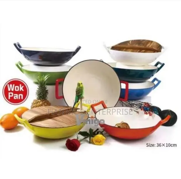 36cm Enamel Cast Iron Wok Pan · Photo 1