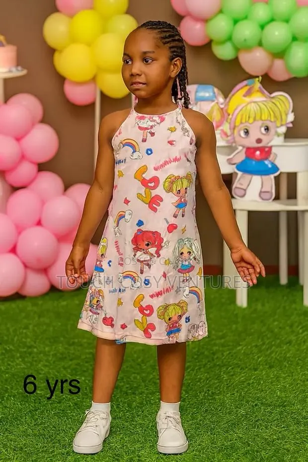 “Rainbow Cartoon Love Print Sleeveless Dress (6 Yrs) · Photo 1