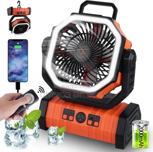 20000mah Rechargeable Camping Fan With Light and Remote Control · Photo 1