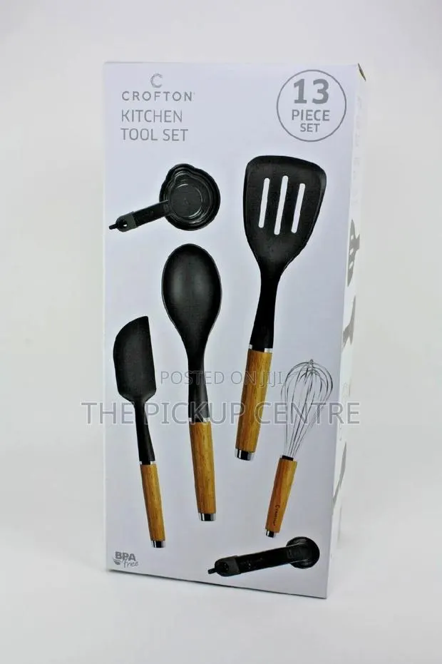 Crofton 13 Piece Kitchen Tool Set Black With Wooden Handle Β· Photo 1