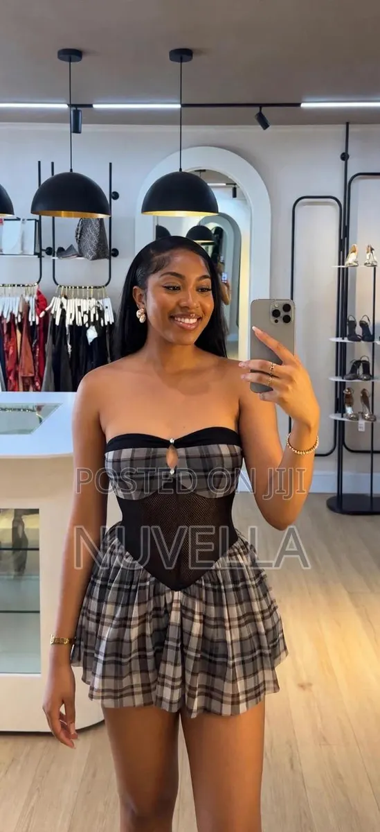 Plaid Corset Mini Dress · Photo 1