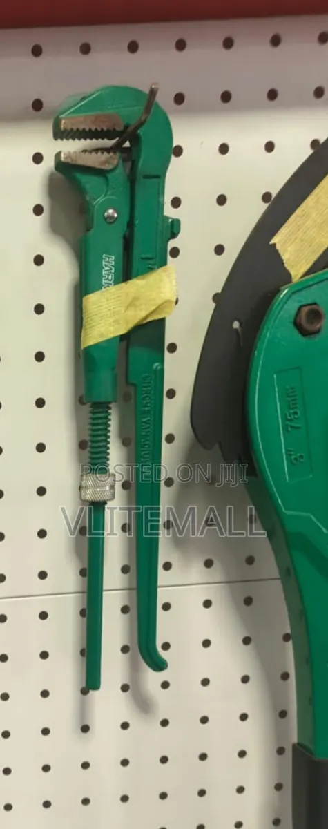 Green-Coated, Adjustable Swedish-Style Pipe Wrench. · Photo 1