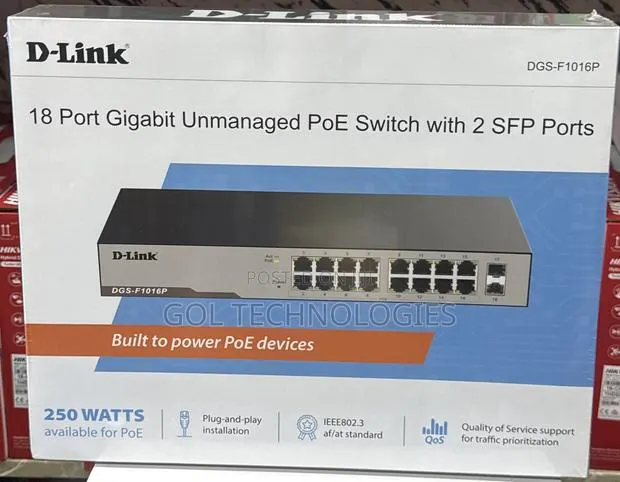 D-Link 18 Port Gigabit Unmanaged Poe Switch DGS-F1016p · Photo 1