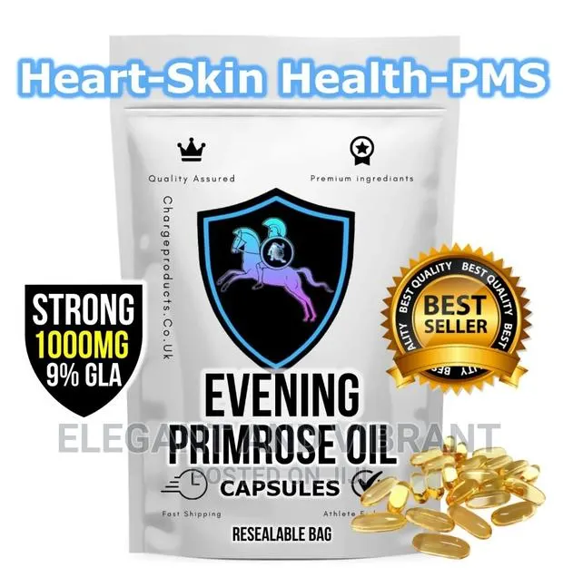 Evening Primrose Oil Softgels 1000mg GLA 9% Skin Heart · Photo 1