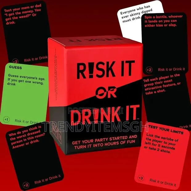 Risk It or Drink It – Fun Party Drinking Game Card · Photo 1