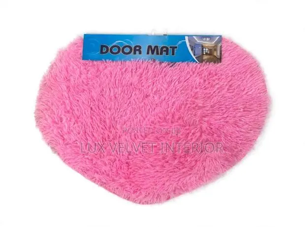 Pink Heart Fluffy Shaggy Door Mat - Soft and Thick Bedroom Mat · Photo 1