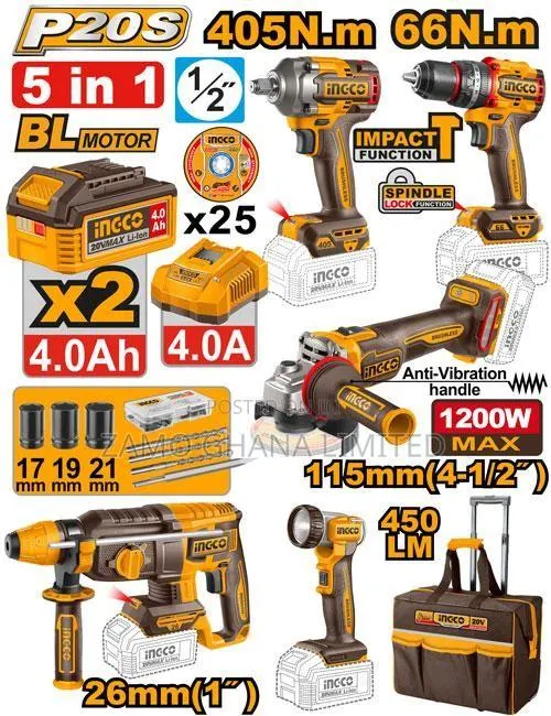 5 PCS Cordless Industrial Combo Kit - Ckli20595 · Photo 1