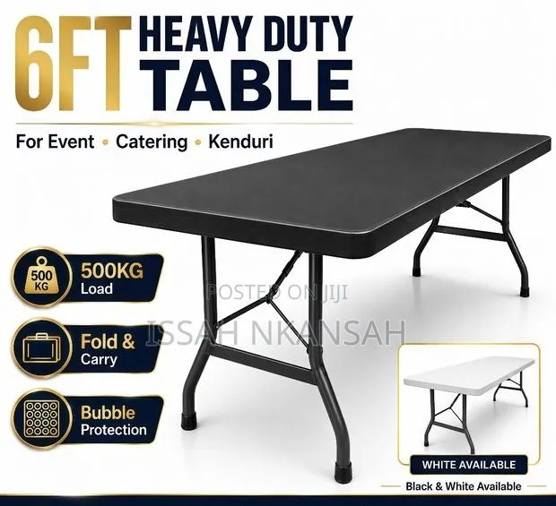 6FT Black Folding Table · Photo 1