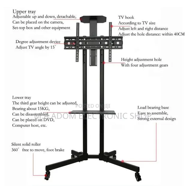 Tv Stand With Wheels Dvd Shelf · Photo 1