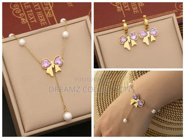 Bow Charm Pearl Jewelry Set · Photo 1