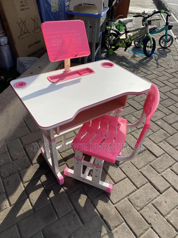 Adjustable Kids Study Table Chair Set - Pink · Photo 1