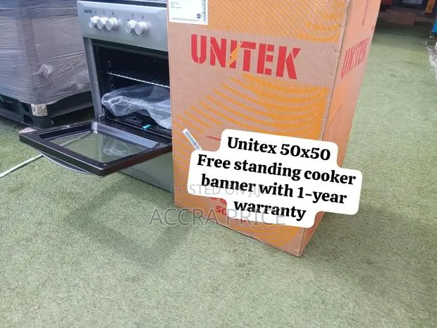 Unitek 50x50 Modern Gas Cooker – 4 Burners + Oven + Hotplate – Premium · Photo 1
