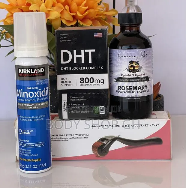 Kirkland Minoxidil Foam + Derma Roller + Rosemary Oil + DHT · Photo 1
