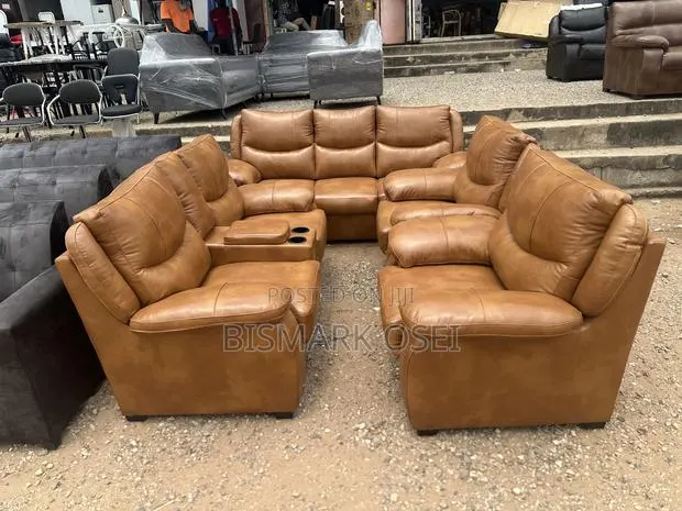 Royal Seven Seater Leather Set, With a Storage and Cup Holder · Photo 1