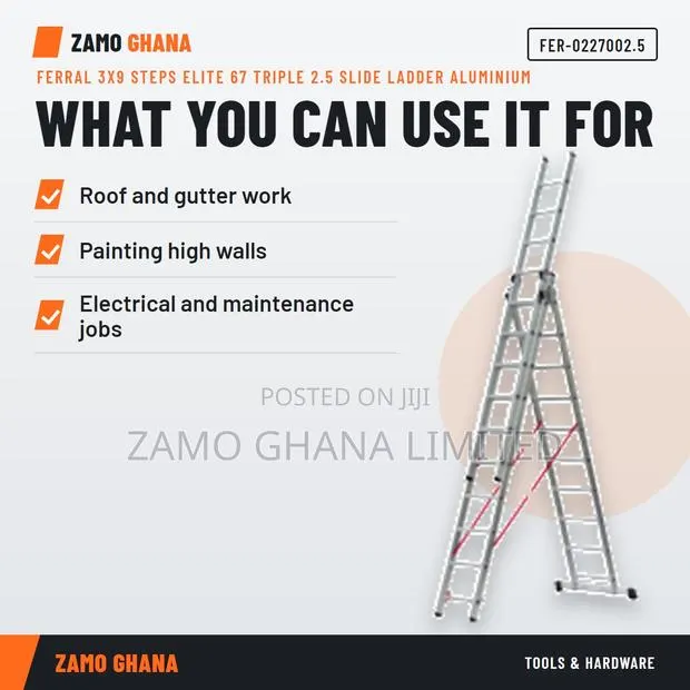 Ferral 3X9 Steps Elite 67 Triple 2.5 Slide Ladder Alum - FER-.5 · Photo 1