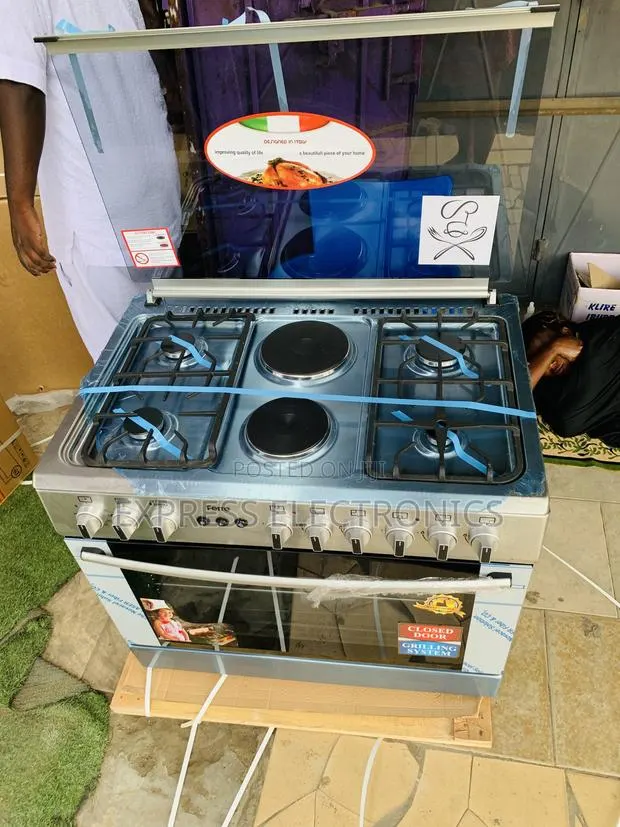 High Quality Sliver Gas Electric 4-2 Stove Oven Rotisserie 90CM · Photo 1