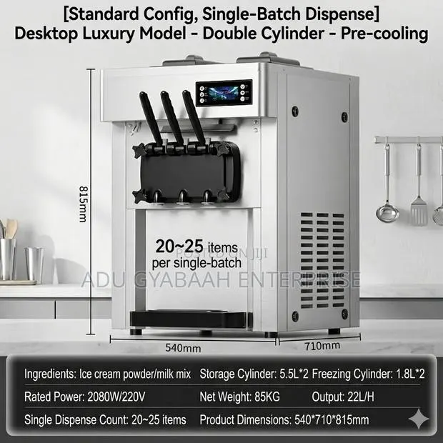 Commercial Soft Serve Ice Cream Machine - Pre-Cooled, 22l/H · Photo 1