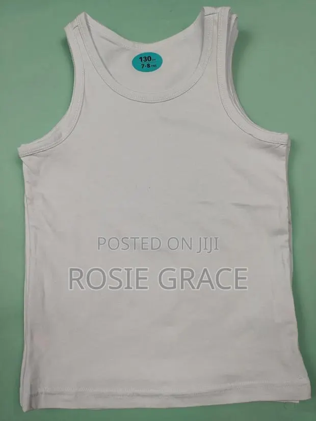 3 PCs White Cotton Singlets/Vests for Toddlers · Photo 2